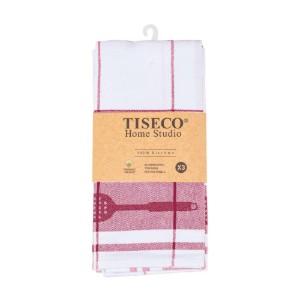 3 konyhai törölközőből álló készlet, pamut, 50 x 70 cm, "Pharao", piros - Tiseco