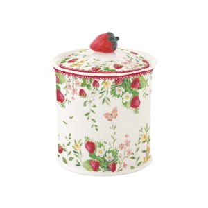 Porcelán tárolóedény, 8,5 x 11 cm, "Jardin des Fraises" - Easy Life