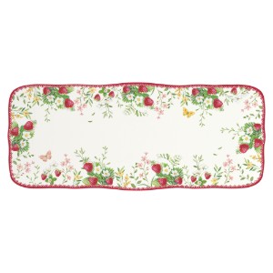 Tálalótál, porcelánból, 36 x 15 cm, "Jardin des Fraises" - Easy Life