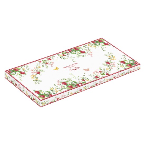 Tálalótál, porcelánból, 36 x 15 cm, "Jardin des Fraises" - Easy Life