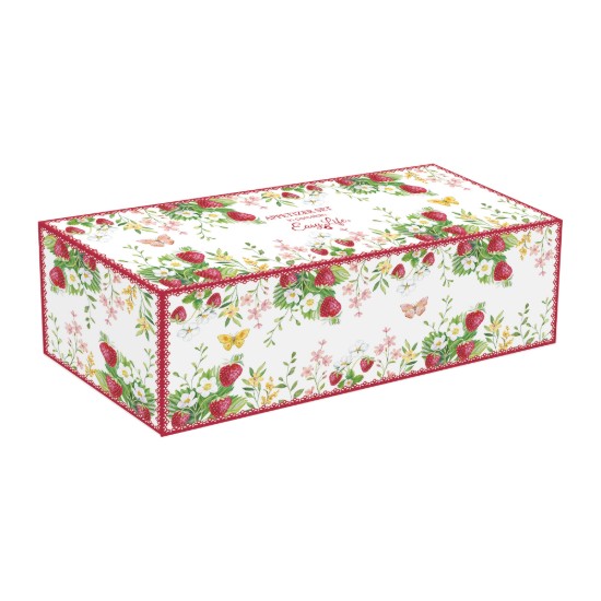 3 darabos eper alakú porcelán előételtál-készlet, bambusz tálcával, "Jardin des Fraises" - Easy Life