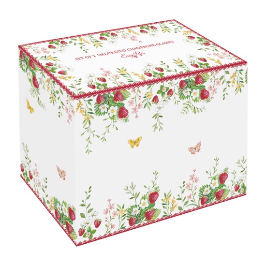 2 darabos pezsgőspohár készlet, 250ml, üvegből, "Jardin des Fraises" - Easy Life
