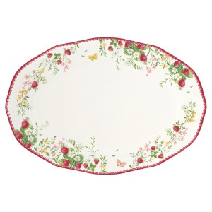 Tálalótál, porcelánból, 36 x 25 cm, "Jardin des Fraises" - Easy Life