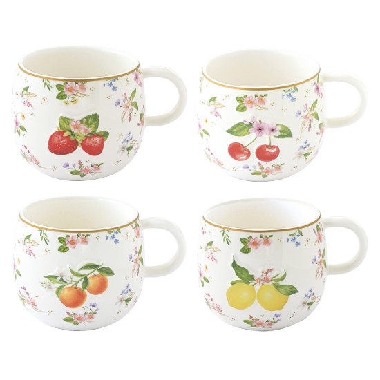Porcelán bögre, 400ml, dombornyomott mintával, "Fancy Fruit" - Easy Life