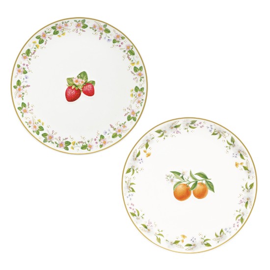 2 darabos porcelántányér-készlet, dombornyomott mintával, 16 cm, "Fancy Fruit" - Easy Life