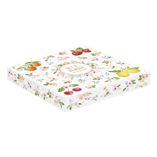 2 darabos porcelántányér-készlet, dombornyomott mintával, 16 cm, "Fancy Fruit" - Easy Life