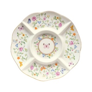 Előételek tálja, 5 rekessz, porcelán, 25,5 cm, "Dancing Butterflies" - Easy Life
