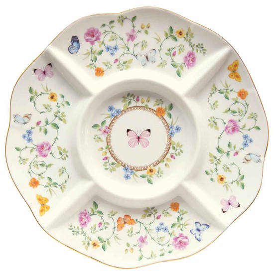 Előételek tálja, 5 rekessz, porcelán, 25,5 cm, "Dancing Butterflies" - Easy Life