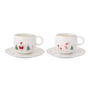 2 csésze csészealjjal, porcelánnal, 120 ml, "Let it Snow" - Nuova R2S