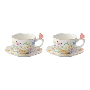 2 kávécsésze csészealjjal, porcelán, 120 ml, "Dancing Butterflies" - Easy Life