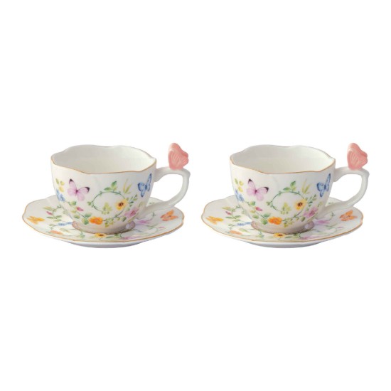 2 kávécsésze csészealjjal, porcelán, 120 ml, "Dancing Butterflies" - Easy Life