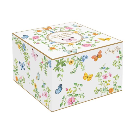 2 kávécsésze csészealjjal, porcelán, 120 ml, "Dancing Butterflies" - Easy Life
