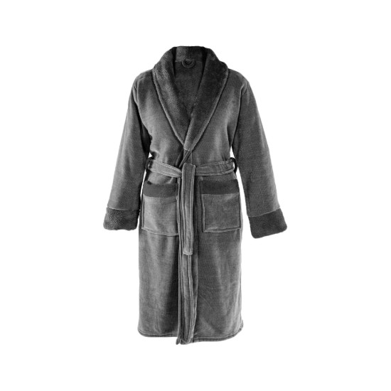 Uniszex fürdőköpeny, zseníliából, H120cm, L/XL, "Rocher", Grey - Tiseco