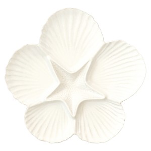 Előételek tálja, 6 rekesszel, porcelán, 32,5 cm, "Coquillages White" - Easy Life