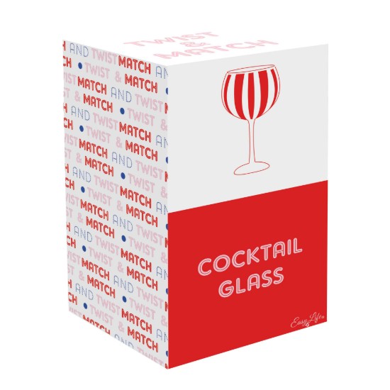 Gin pohár, kézzel festett, üvegből készült, 500 ml, "Twist&Match", Red - Easy Life