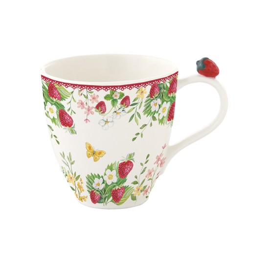 Bögre, porcelán, 350 ml, "Jardin des Fraises" - Easy Life