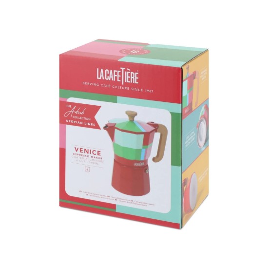 Eszpresszófőző, alumínium, 290 ml, "Venice Utopian Lines", piros - La Cafetiere
