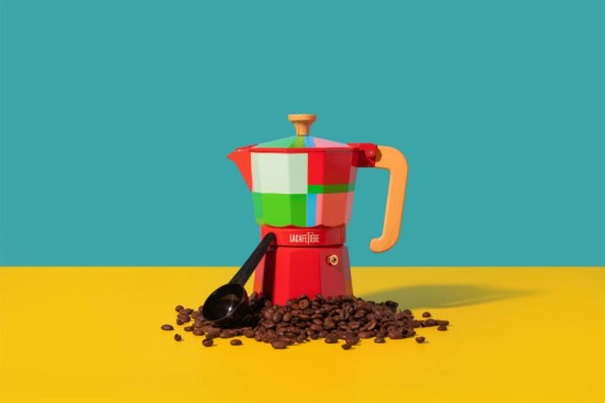 Eszpresszófőző, alumínium, 290 ml, "Venice Utopian Lines", piros - La Cafetiere