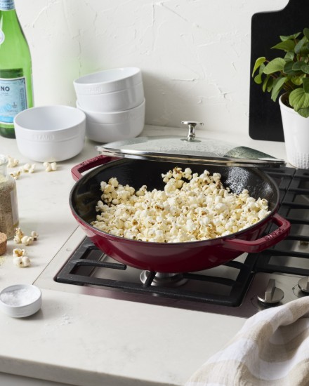 Wok serpenyő, öntöttvas, 30 cm, Cherry - Staub