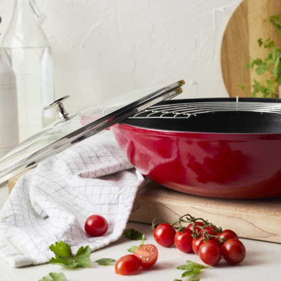 Wok serpenyő, öntöttvas, 30 cm, Cherry - Staub