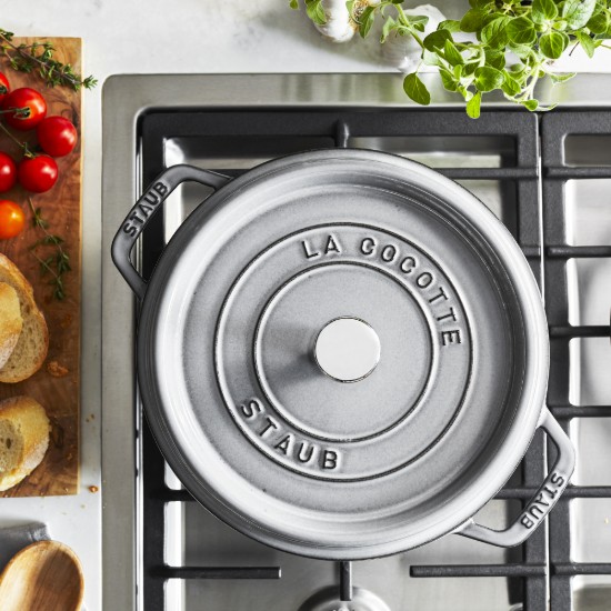Öntöttvas Cocotte főzőedény, 24 cm/3,8 l, Graphite Grey - Staub