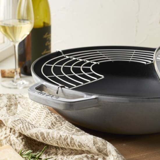Wok serpenyő, öntöttvas, 30cm, Graphite Grey - Staub