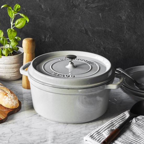 Cocotte főzőedény, öntöttvas, 28cm/6,7L, White Truffle - Staub