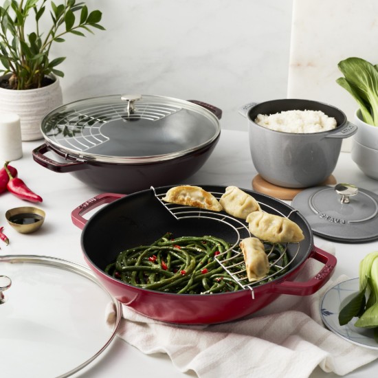 Wok serpenyő, öntöttvas, 30cm, Grenadine - Staub