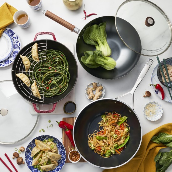 Wok serpenyő, öntöttvas, 30cm, Grenadine - Staub