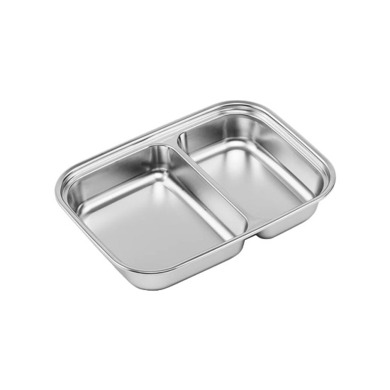 Téglalap alakú, rekeszes élelmiszertároló edény, rozsdamentes acél, 1000 ml, "To go" - Cuitisan