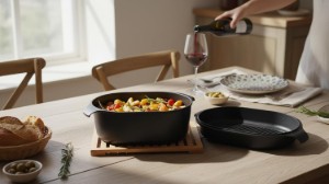 Fedő grillsütő felülettel, alumínium, 32 x 22 cm - AMT Gastroguss
