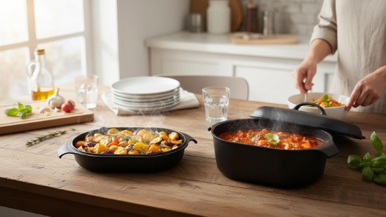 Fedő grillsütő felülettel, alumínium, 32 x 22 cm - AMT Gastroguss