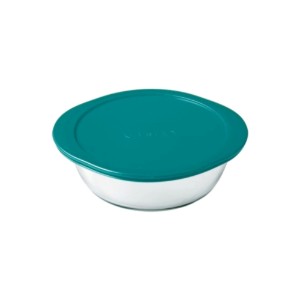 Kerek élelmiszertároló doboz, fedéllel, hőálló borosilikát üveg, 23 cm / 2,3 L, "Cook&Store", kék - Pyrex