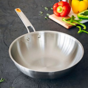 Wok serpenyő, rozsdamentes acél, 28 cm, "Efficient Inox" - BRA