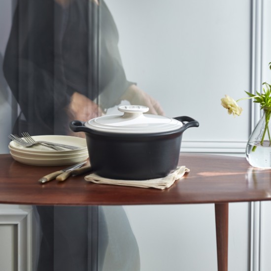 Kerámia Cocotte főzőedény, 28,5 cm/4 l, "Sublime +", White&Slate - Emile Henry