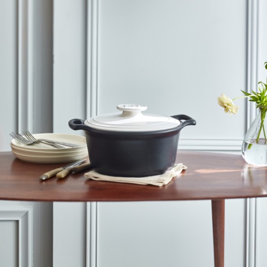 Kerámia Cocotte főzőedény, 28,5 cm/4 l, "Sublime +", White&Slate - Emile Henry