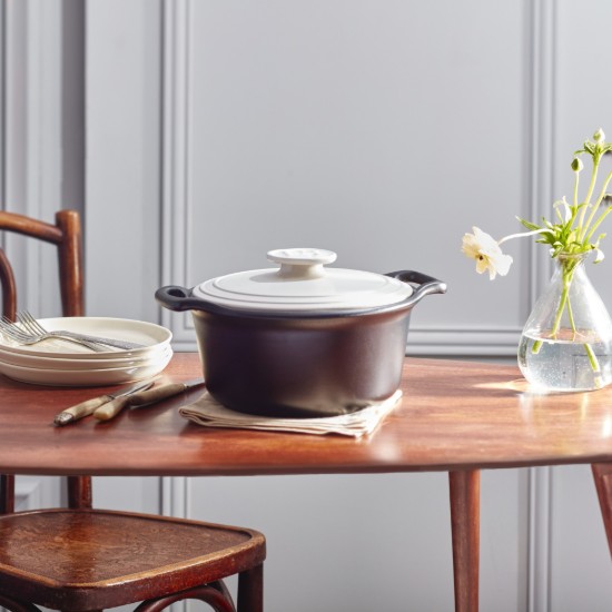 Kerámia Cocotte főzőedény, 28,5 cm/4 l, "Sublime +", White&Slate - Emile Henry