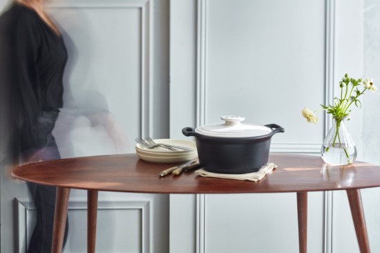 Kerámia Cocotte főzőedény, 28,5 cm/4 l, "Sublime +", White&Slate - Emile Henry
