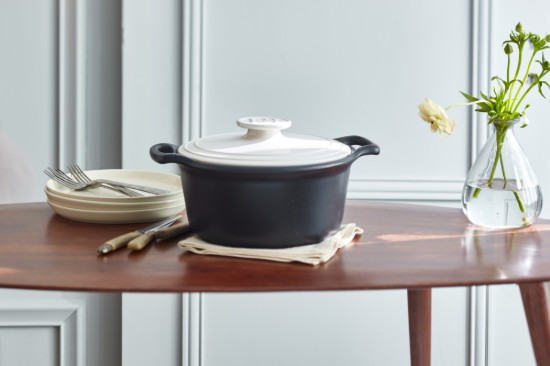Kerámia Cocotte főzőedény, 28,5 cm/4 l, "Sublime +", White&Slate - Emile Henry