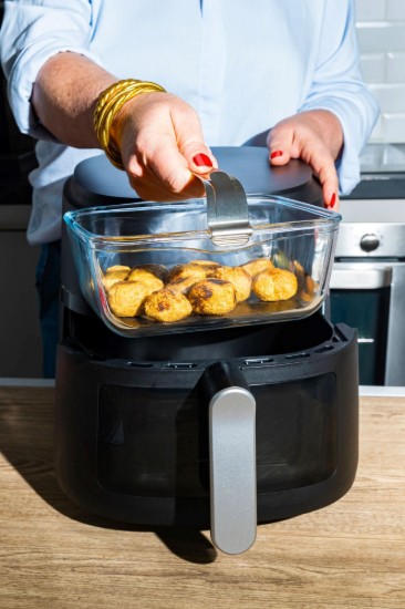 Airfryer tál, levehető fogantyúval, hőálló üveg, 20 x 18 cm / 2 L - Pyrex