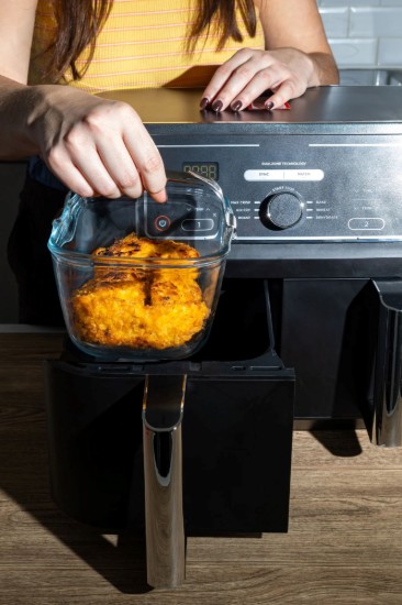Airfryer tál, levehető fogantyúval, hőálló üveg, 20 x 14 cm / 1,5 L - Pyrex