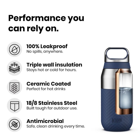ROAM vízpalack, rozsdamentes acél, 320 ml, Red Fire - Ion8