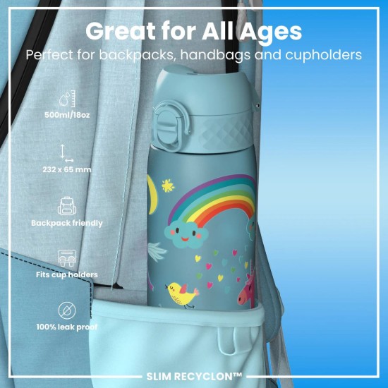 SLIM gyerek kulacs, recyclon, 500 ml, Blue Unicorns - Ion8