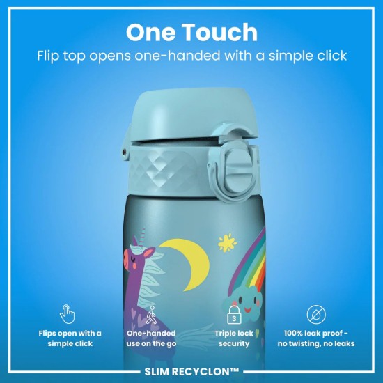 SLIM gyerek kulacs, recyclon, 500 ml, Blue Unicorns - Ion8