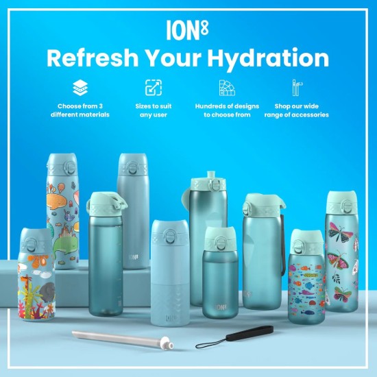 SLIM gyerek kulacs, recyclon, 500 ml, Blue Unicorns - Ion8