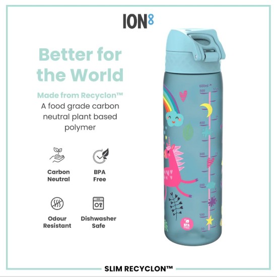 SLIM gyerek kulacs, recyclon, 500 ml, Blue Unicorns - Ion8