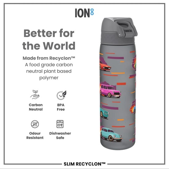 SLIM gyerek kulacs, recyclon, 500 ml, Sport Cars - Ion8