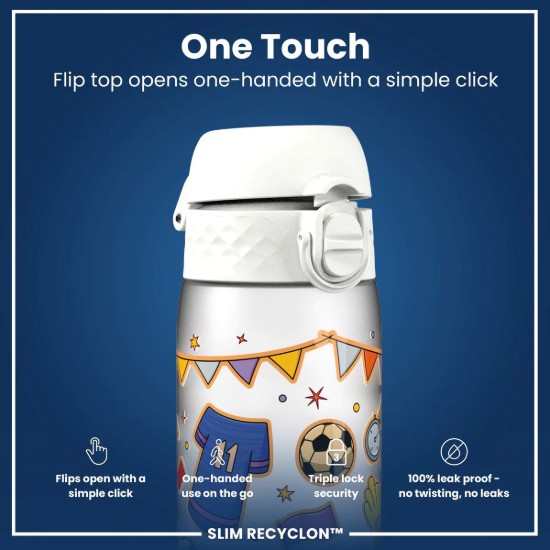 SLIM gyerek kulacs, recyclon, 500 ml, Football - Ion8