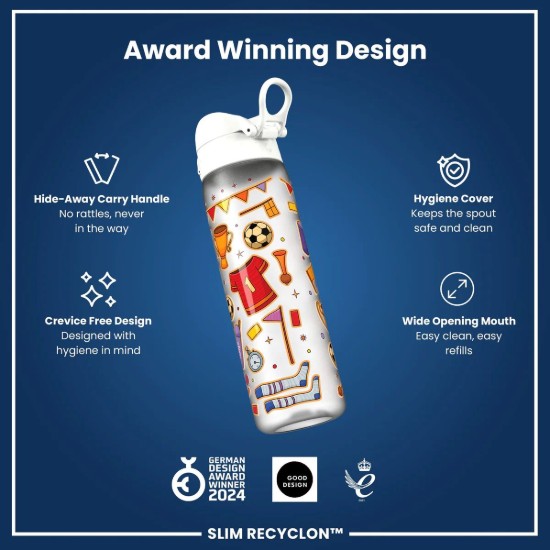 SLIM gyerek kulacs, recyclon, 500 ml, Football - Ion8