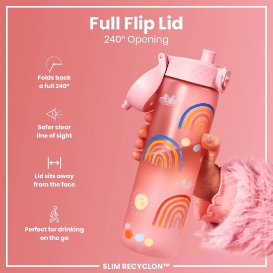 SLIM gyermek vizespalack, újrahasznosítás, 500 ml, Rainbows - Ion8